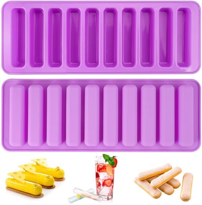 Dailygoods- Bakvorm Siliconen - 2 Stuks - Müslireep Bakvorm - 20 Vakken - Rechthoekig - 25,5 x 9,5 x 2 cm - Levensmiddelenkwaliteit - Mueslireepvorm