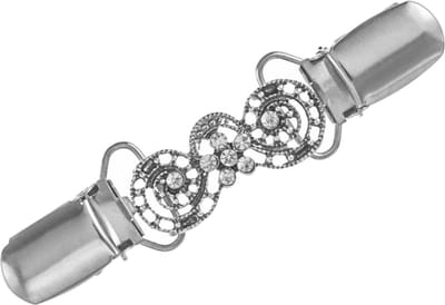 Fako Bijoux® - Vestsluiting - Vestclip - Sjaalspeld - Vestklem - Krul Kristal - Mini - Zilverkleurig