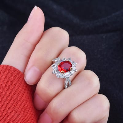 Bague de sport en argent 925 avec rubis rouge pour femme, Diwenfu Cn (Origine )Anillos De argent 925 bijoux rubis bijoux bague en pierres précieuses boîte féminine Resizable white