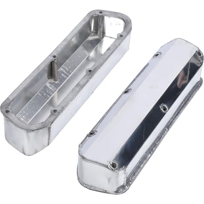 Gepolijste Kleppendeksels Gelast DMTRV180 Zilver Aluminium Kleppendeksel voor Small Block SBF 289 302 351W V8 1962‑1985