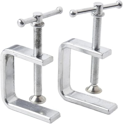 Set van 2 Houten Klemmen, 50-100mm Stalen Heavy Duty G Klemmen met Brede Bek voor Houtbewerking en Klussen