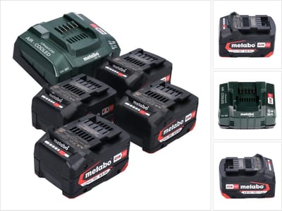 Metabo basisset 4x Li-Power accupack 18 V 4,0 Ah CAS Li-Ion accu ( 4x 625027000 ) + ASC 145 snellader ( 627378000 )