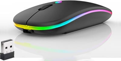 KZQ Draadloze LED-muis met stille klik - Dual-mode 2.4G en Bluetooth oplaadbaar - 7 kleuren voor laptop en computer - Grijs