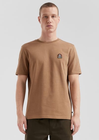 T-shirt met ronde hals van dik enkel jersey met geborduurd embleem QS