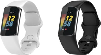 Strap-it Bundel van 2 Siliconen Bandjes - Geschikt voor Fitbit Charge 5 Maat: S - Zwart & Wit - Sportbandje - Sportarmband - Siliconen Band - Waterbestendig & zweetbestendig