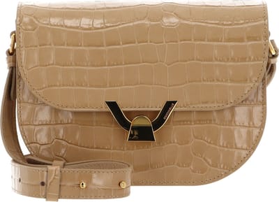 COCCINELLE Leren Schoudertas Dew Crossbody Shiny Soft Croco Print Leather Fresh Beige