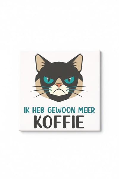 Grappige Kat Koffie Keramische Tegel – “Ik Heb Gewoon Meer Koffie” Chagrijnige Kat Decoratieve Cadeau Tegel voor Katten- en Koffieliefhebbers
