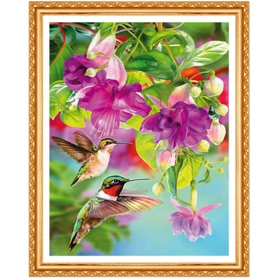 5D Diy Diamant Schilderij Ronde Diamant Borduur Dieren Vogel Diamant Ronde Diamant Schilderij 20X30CM pink