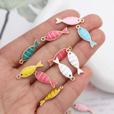 15 stuks Willekeurige Mix Kleurrijke Vis Bedeltjes Hangers Voor Sieraden Maken Diy Ketting Armband Oorbellen Accessoires brown