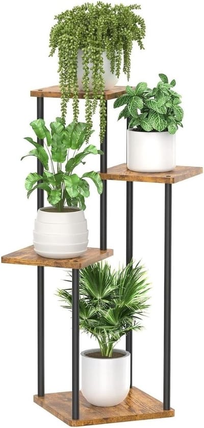 Plantenladder - Plantentrap - Plantenrek Opbergrek - Plantenstandaard - Plantenhouder - Bloemenrek – Bloementrap Met 4 Etages – Totale Hoogte 85 Cm