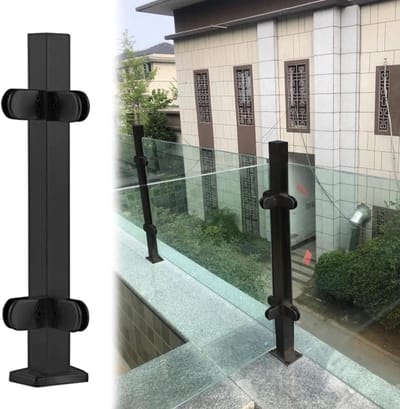 Glazen Balustrade - Reling Post - Veiligheid Buiten - Roestvrij Staal - 8-12 mm Glas - Zwart