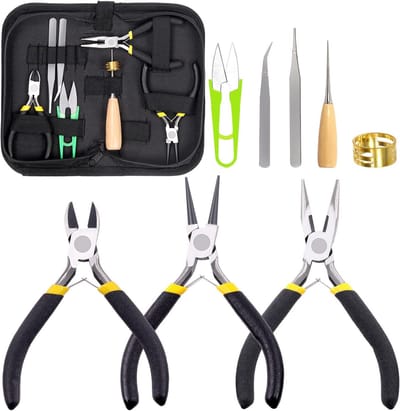 Sieraden gereedschap set - Tangenset knutselen - Sieraden maken - 8 delige set - 3 tangen 5 tools - Zwart