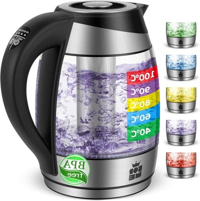 Elektrische Waterkoker - Glas Waterkoker - Thee en Koffie Zetten - Instelbare Temperatuur - 18 Liter - Zwart