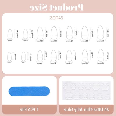24 Stuks Franse Tip Press On Nagels Geel Medium Amandel 3D Schelp Lijnen met Sierstenen Herbruikbare Laser Acryl Nagels Volledige Nagels