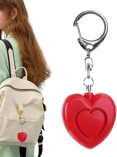 Persoonlijk veiligheidsalarm - Hartvorm alarm - Persoonlijke veiligheid - 125 dB geluid - 6x4.5x3 cm - Rood