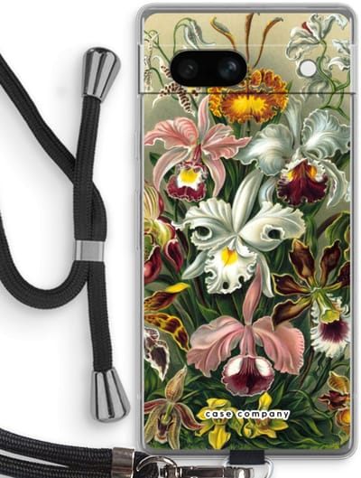 Case Company® - Hoesje met koord geschikt voor Google Pixel 7A hoesje met Koord - Haeckel Orchidae - Telefoonhoesje met Zwart Koord - Bescherming aan alle Kanten en Over de Schermrand