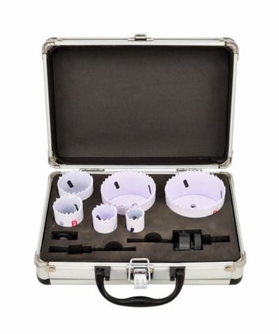 AWTOOLS Black Line Serie - Bimetalen Gatenzaag Set - 22-73mm - 8 Stuks - Inclusief Koffer