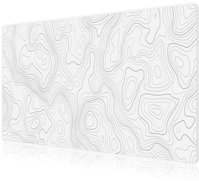 Grote Anti-Slijtage Muismat met Anti-Slip Basis - Gepersonaliseerd Ontwerp en Wit Topografisch Patroon - 90 x 40 cm