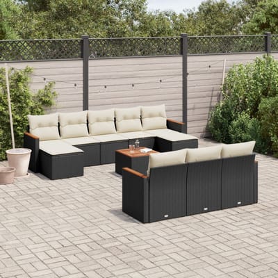 vidaXL - 11-delige - Loungeset - met - kussens - poly - rattan - zwart