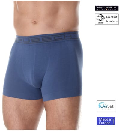Brubeck Heren Ondergoed Boxershorts - Naadloos Elastisch Katoen - Indigo M