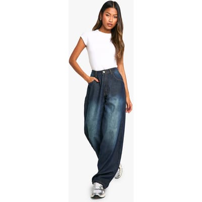 boohoo Dames The Boyfriend Denim Jean | Dark Indigo | Maat: 10/30L
