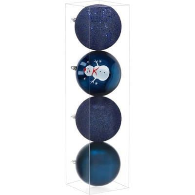 Springos Kerstballen | 4 Stuks | 12 cm | Blauw