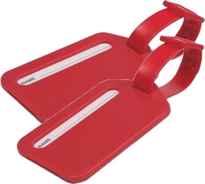2x Bagagelabel met riempje - Kunststof - Rood