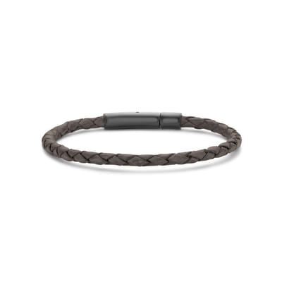 Frank 1967 bracelet vintage grey braided leather 23cm ipb