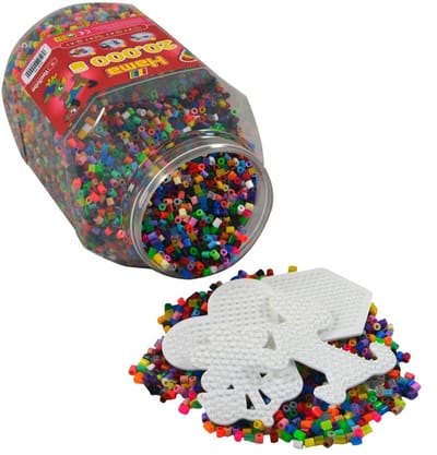 Hama Strijkkralen XXL Mega Pot 20.000 strijkkralen - Inclusief 4 Hama grondplaten (hart, zeshoek, hond en bloem)