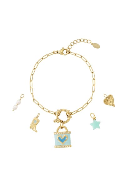 Goudlief Blauwe liefde DIY armband - Roestvrij staal - Verkleurt niet - Cadeau - Goudlief.nl
