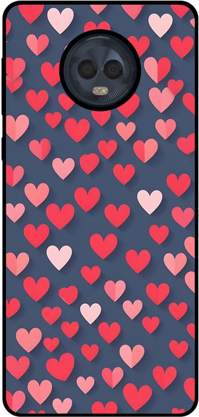 Smartphonica Telefoonhoesje Geschikt voor Motorola Moto G6 met Roze en Rode Hartjes Opdruk - TPU Backcover Case With Rosé and Red Heart Design geschikt voor Motorola Moto G6