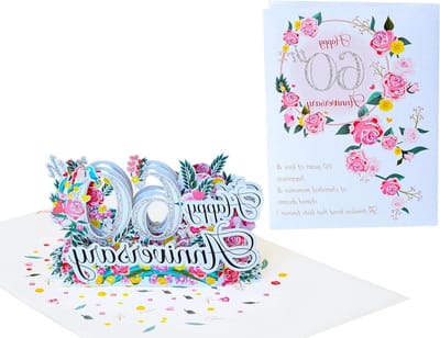 Verjaardagskaart - Wenskaart Pop-up - Feestelijke Groeten - Handgemaakt 3D Design - 15x20 cm - Zilver