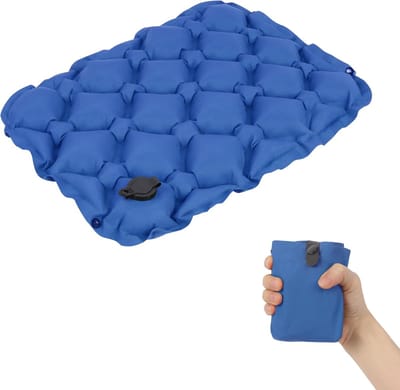 VHV - Zitkussen - Lucht zitkussen - Opblaasbaar luchtzitkussen - Draagbaar reiskussen voor drukontlasting bij kamperen - Op de bureaustoel - Tijdens lange vluchten - Opvouwbaar en lichtgewicht ontwerp - Blauw
