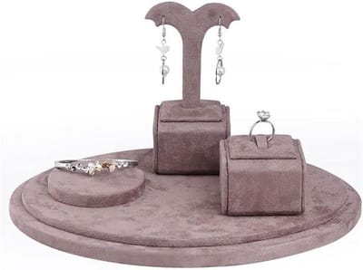 Sieradenstandaards Set - Organizer Ringen - Sieraden Presenteren - Met Lades - 3 Delig - Fluweel Grijs