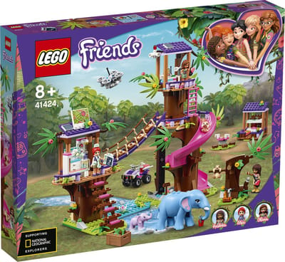 LEGO 41424 Friends Jungle reddingsbasis Set met Boomhut en Dierenkliniek, Speelgoed Dieren voor Kinderen vanaf 8 Jaar