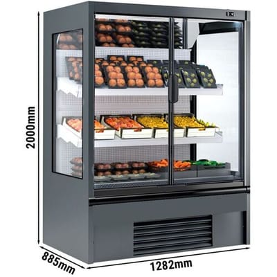 GGM Gastro Wandkühlregal - 1330mm - 569 Liter - mit 2 doppelt verglasten Flügeltüren & 2 Ablagen Grijs