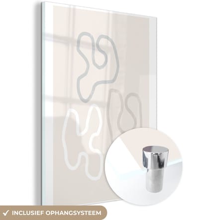 MuchoWow® Glasschilderij 120x160 cm - Schilderij acrylglas - Minimalisme - Line art - Vormen - Foto op glas - Schilderijen