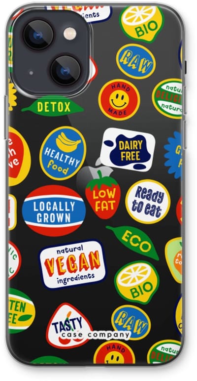 Case Company® - iPhone 13 hoesje - Fruitsticker - Soft Cover Telefoonhoesje - Bescherming aan alle Kanten en Schermrand