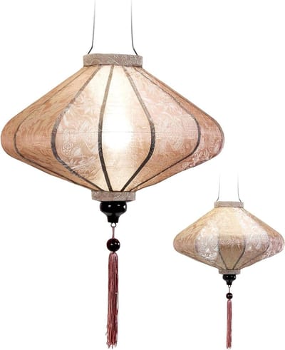 Zijden Lantaarn - Decoratieve lamp - Sfeerverlichting creëren - Handgemaakt vakmanschap - Diameter 45 cm - Champagne roze