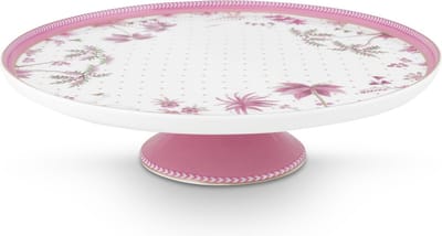 Pip Studio Jolie Pink Taartplateau Mini - Diameter: 21cm Porselein Roze met Wit Taartplateau