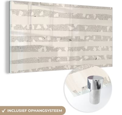 MuchoWow® Glasschilderij 40x20 cm - Schilderij acrylglas - Terrazzo - Terras - Pastel - Foto op glas - Schilderijen