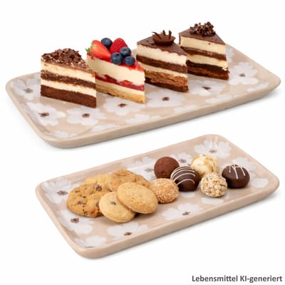 B. Canea 2-delige Set Serveerplaten beige Steengoed 1x klein & 1x groot – 2053932