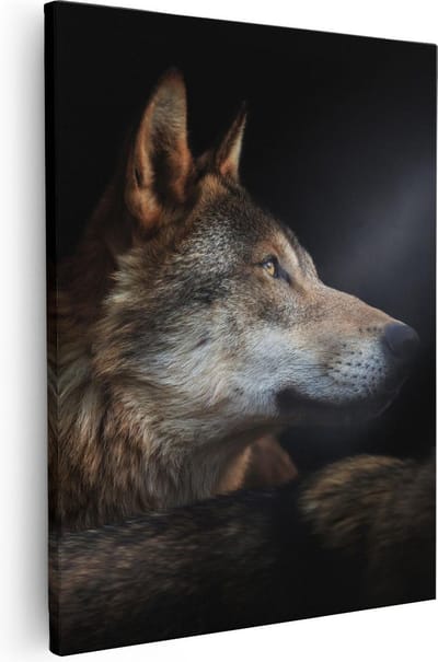 Artaza Canvas Schilderij Wolvenkop - 40x50 cm - Muurdecoratie Wolf - Wanddecoratie Dieren - Kamer Accessoires