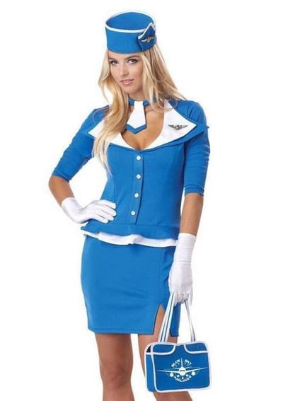 "Sexy blauw stewardess kostuum voor vrouwen  - Verkleedkleding - Medium"