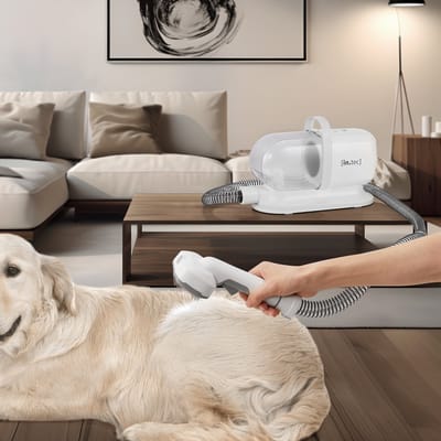 Hondentondeuse met stofzuiger 6-in-1 verzorgingsset voor huisdieren wit in.tec