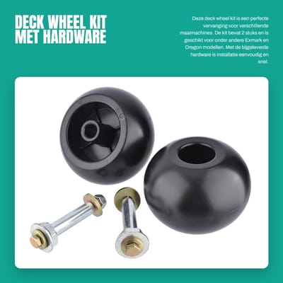 Dailygoods- Deck Wheel Set - 2 Stuks - Inclusief Hardware - Geschikt voor Exmark 109-2098 - Boring 5/8" - Wielmaat 5x3 1/4 - Glad Loopvlak - Grasmaaierwiel