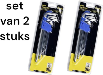 Inbussleutelset - set van 2 - Stiftsleutelset - 1,5 t/m 10 mm - 9-Delig