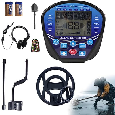 LCD-metaaldetector – Schep – Hoofdtelefoon – 2 verzegelde batterijen – Opbergtas voor schep – TXL8010 – Metaaldetector - LCD Scherm - Waterdicht