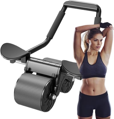Buikspierroller - Core trainer - Spieropbouw thuis - Stabiel driehoekig frame - 44 x 20 x 15 cm - Zwart