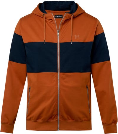 Men Plus - Heren - hoodie-jacksweatstofcolorblockingcapuchon - Sandelhout - Maat L